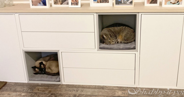 Katzenkissen für IKEA Regal EKET nähen - Die Katzen sind glücklich